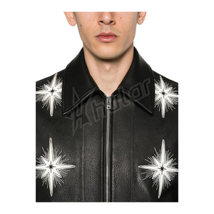 แจ็กเก็ตหนังแกะสำหรับผู้ชาย, แจ็กเก็ตแฟชั่นลำลองไซส์ใหญ่พิเศษมีซิปสีทึบสำหรับฤดูหนาว - Product Image 3