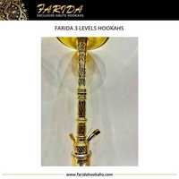Chichas miniatures de luxe Farida 2022, style égyptien traditionnel, design à 3 niveaux, finition laquée en laiton, bol noir émaillé, fait main