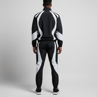 Conjunto Deportivo de 2 Piezas para Hombre, Chaqueta con Capucha y Pantalones de Chándal Reversibles 100% Algodón, Diseño Personalizado con Parches, Estilo Urbano, para Invierno
