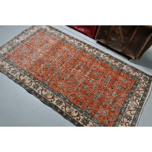 Tapis vintage 3,7 x 6,7 pieds, tapis turc, tapis oriental en laine orange - Product Image 3