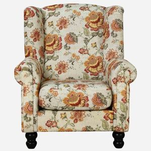 Fauteuil à oreilles en tissu rouge floral moderne du Pays de Galles pour le salon - Product Image 4