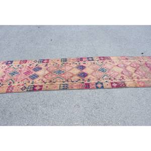 Alfombra de lana ecológica de retazos étnicos clásicos 2,5X11,9 pies alfombra de comedor rectangular turca de látex - Product Image 3