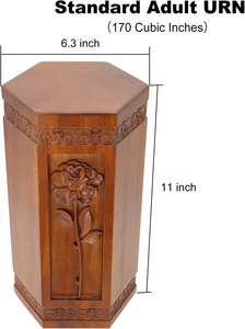 Urna de madera de cremación para cenizas humanas, urna funeraria de flor de Rosa grabada a mano para adultos para madre, papá, exhibición de entierro en casa - Product Image 4