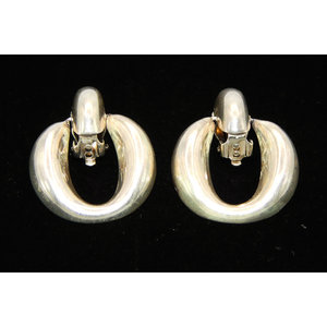 Treditional. 925 in argento Sterling a Clip battente per porte oro motivo geometrico con zirconi di perle zaffiri per regalo - Product Image 1