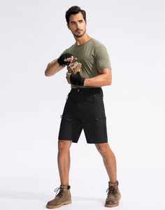 Short Cargo de randonnée pour hommes Short décontracté léger pour le travail en plein air, le golf et le camping avec 5 poches zippées - Product Image 5
