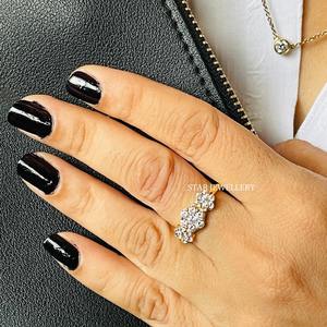 14K แหวนทองแท้สามดอกเพชรธรรมชาติ - Product Image 4