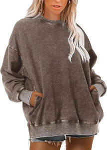 Sweat-shirts à capuche vintage de haute qualité en coton délavé à l'acide pour femmes, broderie, col rond, polaire d'hiver, en provenance du Pakistan - Product Image 6