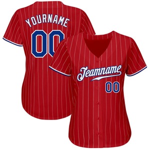 Maillot de baseball authentique personnalisé à fines rayures blanc royal - Product Image 2