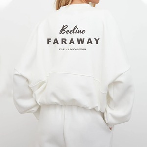 Ensemble de sweat à capuche personnalisé pour femmes survêtements Style décontracté épais ensemble de sweat à capuche blanc deux pièces veste et pantalon ensemble 2025 tenue d'automne - Product Image 2