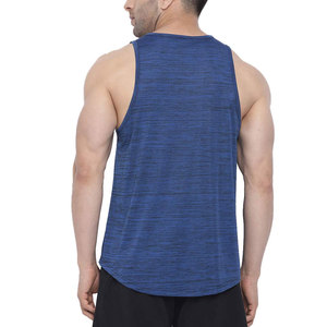 Débardeurs de sport pour hommes en coton décontracté de couleur bleu uni personnalisés pour l'entraînement et les vêtements de sport - Product Image 2