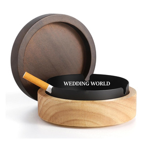 Cenicero de madera de diseñador hecho a mano de calidad superior de forma redonda nueva colección para cigarros de humo Cenicero de lujo en caja al por mayor - Product Image 1