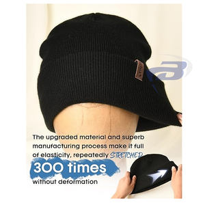 Bonnet homme, bonnet en tricot uni tendance, casquette d'anime, bonnet extensible doux unisexe, bonnet chaud à revers, logo personnalisé imprimé - Product Image 3