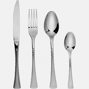 Ensemble de couverts de mariage pour hôtel de luxe, Logo personnalisé, métal épais, poignée entièrement martelée, acier inoxydable, couleur - Product Image 2