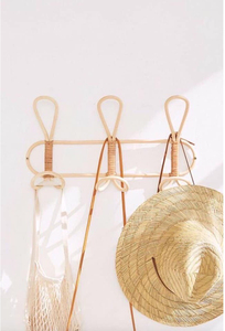 Handmade Rattan Wall <b>Hook</b> Rack Multifunctional Coat and Towel Holder Space Saving Minimalist Home Decor Organizer for Bedroom - Product Image 3