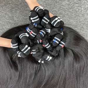 Extensions de cheveux naturels vierges vietnamiens lisses en gros, perruques de cheveux humains bruts, tissage de cheveux à double trame, toutes couleurs - Product Image 1
