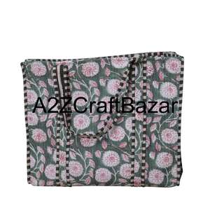 Sac fourre-tout en coton rayé bohème pour femmes indiennes fait à la main avec une longue poignée Grand (>50cm) Fabriqué à la main à partir du Rajasthan - Product Image 5