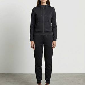 Matte Velvet 100% Cotton Women Tracksuit All Black Luxe 2 Piece Set <b>Short</b> Solid Tapered <b>Joggers</b> Invisible Zippers Premium - Product Image 4