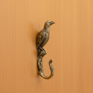 Porte-manteau mural vintage en forme d'oiseau, finition laiton antique, décoration animale pour entrée de maison et chambre à coucher - Product Image 1