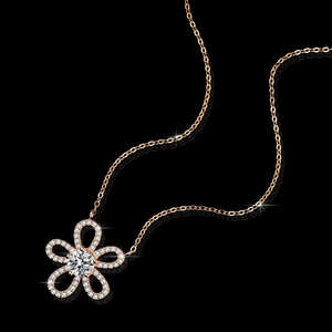 High Quality VVS <b>D</b> Color Moissanite Flower Shape Pendant <b>Necklace</b> Women 1.00 Carat Brilliant Cut Sterling Silver Link Chain - Product Image 5