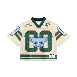 Por encargo de alta calidad de gran tamaño con cuello en V Varsity Jersey baloncesto uniforme deporte Boxy camisetas recortadas hombres malla fútbol Jersey - Product Image 1