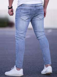 กางเกงยีนส์ดีไซน์ใหม่สำหรับผู้ชาย ระบายอากาศได้ดี ล้างสีอ่อน ทรงสลิมตรง สไตล์ลำลอง - Product Image 2