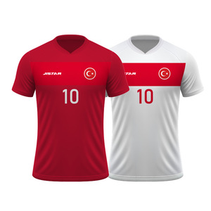قميص منتخب تركيا لكرة القدم مخصص بتصميم مطبوع بالكامل للموسم الجديد، زي رياضي أحمر وأبيض 24/25 - Product Image 1