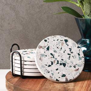 handmade <b>Marble</b>-style Absorbent Stone <b>Coasters</b> Set with Holder <b>marble</b> stone <b>coaster</b> - Product Image 4