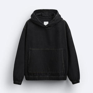 2025 nueva moda de invierno francés Terry Denim Sudadera con capucha de gran tamaño para hombres y mujeres lágrimas suéter peso pesado sudaderas con capucha ropa 460 GSM - Product Image 5