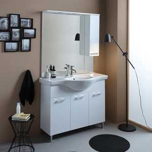 105cm White Floor-Standing Bathroom Cabinet with 3 Doors and <b>Mirror</b> Ravenna <b>Wall</b> Unit Bathroom <b>Set</b> for Export - Product Image 1