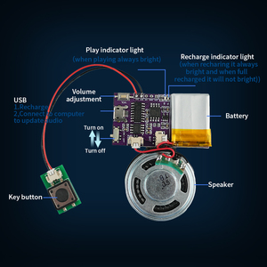 Jx7004 4m có thể sạc lại đồ chơi âm thanh Mô-đun Chip với USB tải về âm thanh push button có thể chơi được loa - Product Image 3