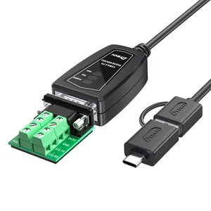 DTECH 3Mbps High Speed Multifunctional USB A Type C to RS422 RS485 R232 DB9 Serial Port Adapter Cable 1m