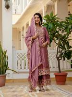 Ensemble Sharara en soie chinon pure, magnifique et élégant, style indien et pakistanais, ensemble Sharara ethnique lourd, noir, pour les fêtes et les mariages, pour femmes