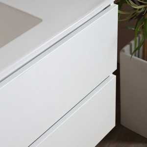 Mueble de Baño Suspendido en Pared BELIZE de 100 cm, Color Blanco Mate, con 2 Cajones y Toallero Lateral Negro - Product Image 2