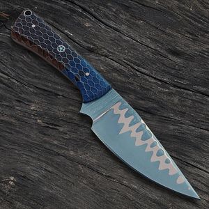 Cuchillo de Damasco de cobre de nuevo diseño con funda de transporte horizontal Cuchillo para desollar con mango de resina - Product Image 3