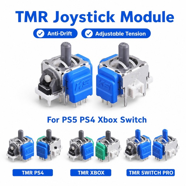 TMR Magnetic Resistance Joystick for PS5 /PS4 Controller K-Silver 3D Analog Stick for Xbox One for Xbox Sensor Module Sticks