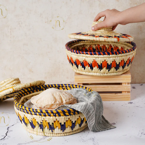 Panier Chapati tissé en rotin rond de qualité supérieure avec couvercle panier d'herbe Moonj porte-pain Roti au prix de gros bon marché - Product Image 2