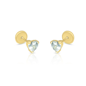 Pendientes básicos de corazón CZ Stone Gold Trendy Rose White Yellow Gold Plated para compromiso de boda o fiesta - Product Image 1