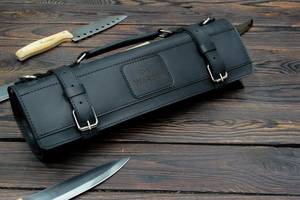 Sac de couteau de chef en cuir beige fait à la main de 16 pouces rouleau de couteau en cuir véritable léger avec 10 poches CE LKR-0238 OEM personnalisable - Product Image 2