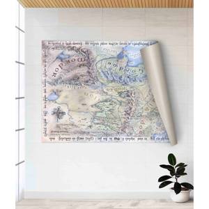 Impression sur toile de la carte de la Terre du Milieu : décoration murale fantastique, affiche enroulable - Product Image 1