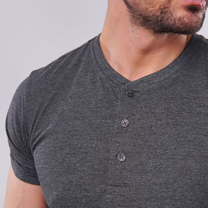 Camiseta Henley de manga corta para hombre Poliéster Algodón J] Jersey Henley Shirt Hombres Henley Neck Media camiseta Henry camiseta - Product Image 2