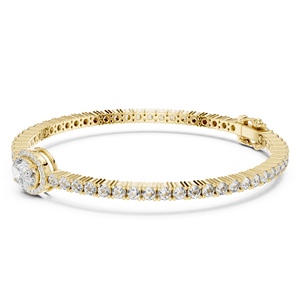 Bracelet tennis en or jaune et blanc massif 18 carats certifié VDS IGI, 16,9 g, cadeau de luxe pour elle avec diamants de culture - Product Image 3