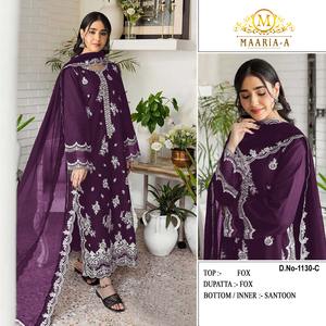 Costume pakistanais à la mode en fausse georgette lourde avec broderie et moti Work parfait pour le mariage et la fête - Product Image 4