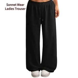 กางเกงวอร์มทรงแบ็กกี้ผ้าฝ้ายขากว้างสำหรับผู้หญิงกางเกงโอเวอร์ไซส์แบบผูกเชือกสำหรับฤดูหนาวตามสั่ง - Product Image 3