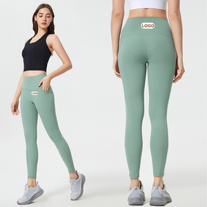 Leggings de yoga pour femmes Luluyun, simples, de haute qualité, taille élastique, longueur intégrale, poches, anti-transpiration, 220g Nylon Spandex - Product Image 2