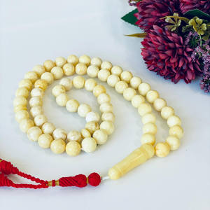 Perles d'ambre blanc naturel, prière islamique, Tasbih - Product Image 3