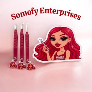 Somofy Enterprises <b>Custom</b> Made <b>Doll</b> Design Tile Eyelash Extension Tweezers Charms Stainless Steel Logo Packing Mink Sustainable - Product Image 3