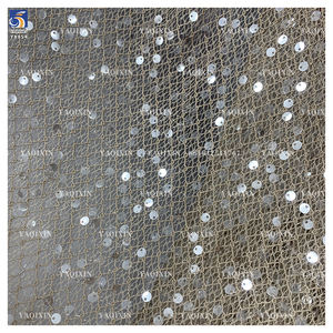 Yx854 300Gsm Abrikoos 100% Polyester Diamant Netto Mesh Stof Met 5Cm Pailletten Voor Bruidsjurk Sluier Breiwerk - Product Image 5