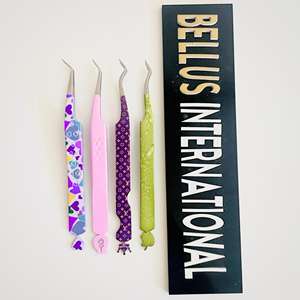 Pinzas para pestañas de 45 y 75 grados, pinzas japonesas para extensión de pestañas de acero inoxidable con diseño de mango personalizado y logotipo - Product Image 3