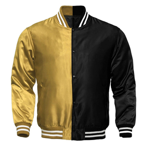 OEM personalizado Varsity Bomber chaqueta de abrigo para los hombres Chaqueta de manga larga para los hombres de cierre de botón completo de satén - Product Image 1