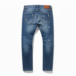 Jeans de Mezclilla de Lavado Ácido para Hombre de Alta Calidad, Personalizables, Estilo Vintage Desgastado, Frente Plano, Precio Bajo, 100% Algodón, Servicio OEM - Product Image 4
